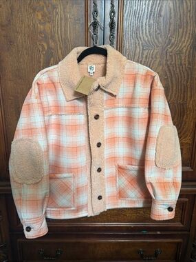 Ivy Jane Sherpa Lined Orange Plaid Jacket